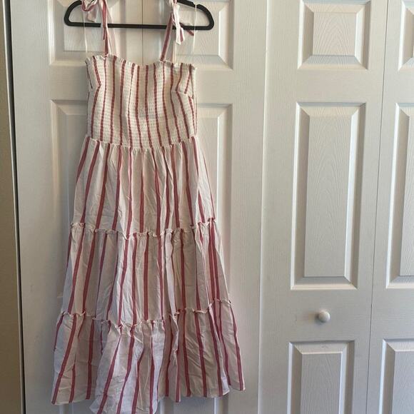 Draper James red striped tiered maxi dress size Large - Picture 1 of 6